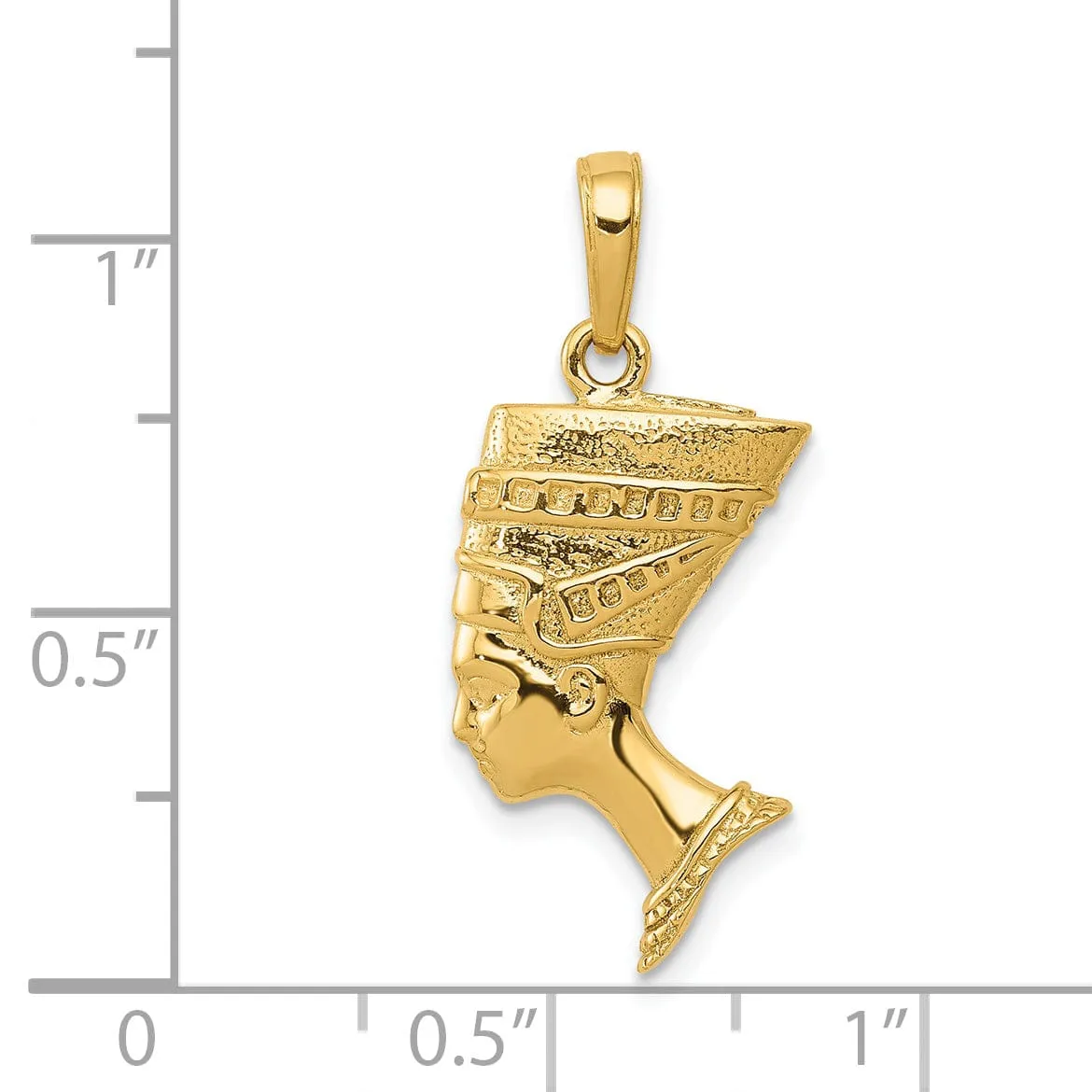 14k Yellow Gold Polished Finish Solid 3-Dimensional Queen Nefertiti Charm Pendant