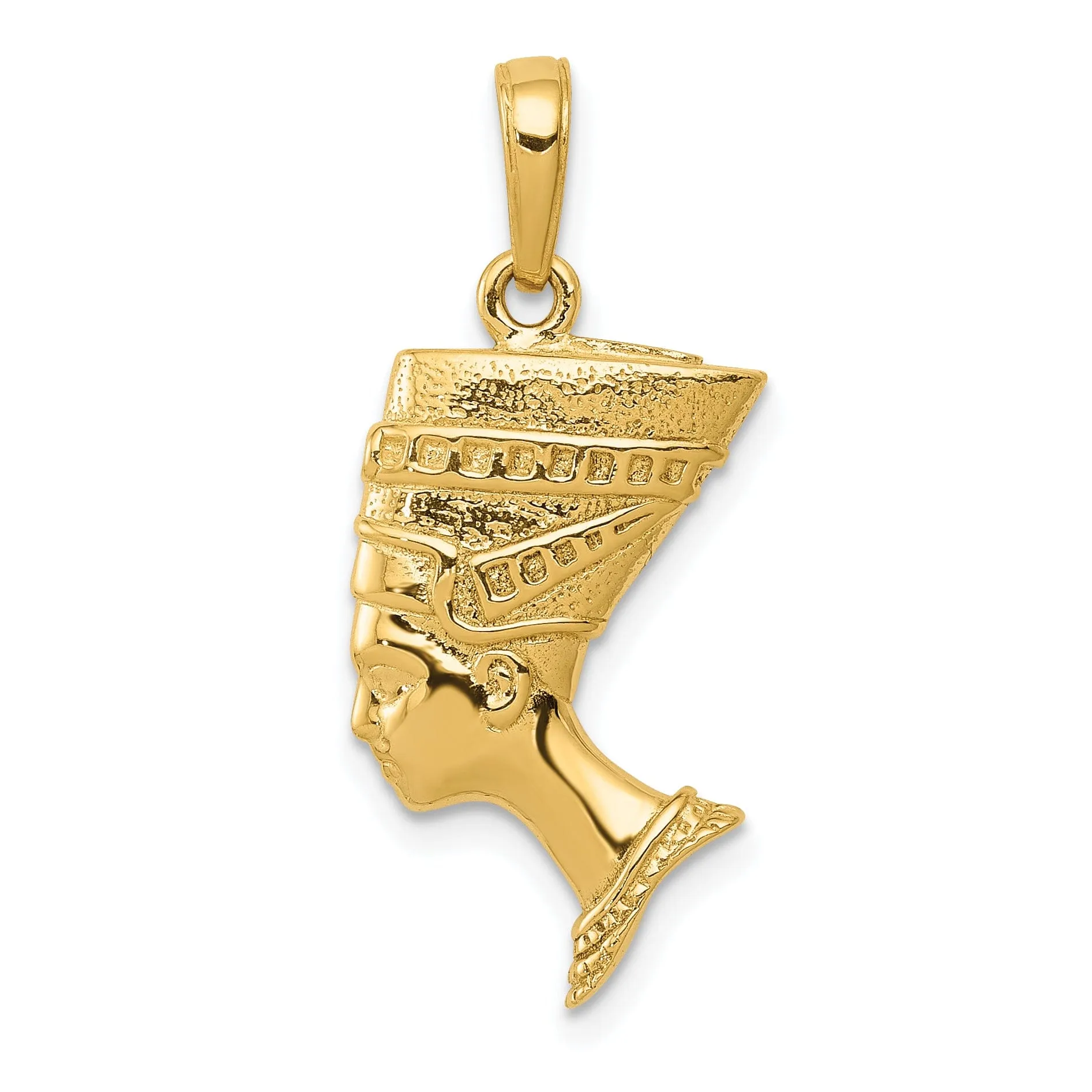 14k Yellow Gold Polished Finish Solid 3-Dimensional Queen Nefertiti Charm Pendant