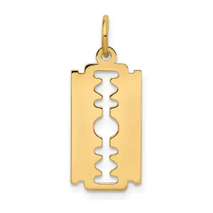 14k Yellow Gold Polished Razor Blade Charm Pendant