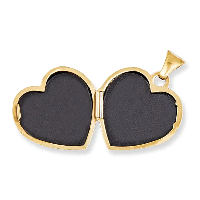 14k Yellow Gold Scroll Heart Locket