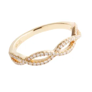 14k Yellow Gold Twist Diamond Band Ring