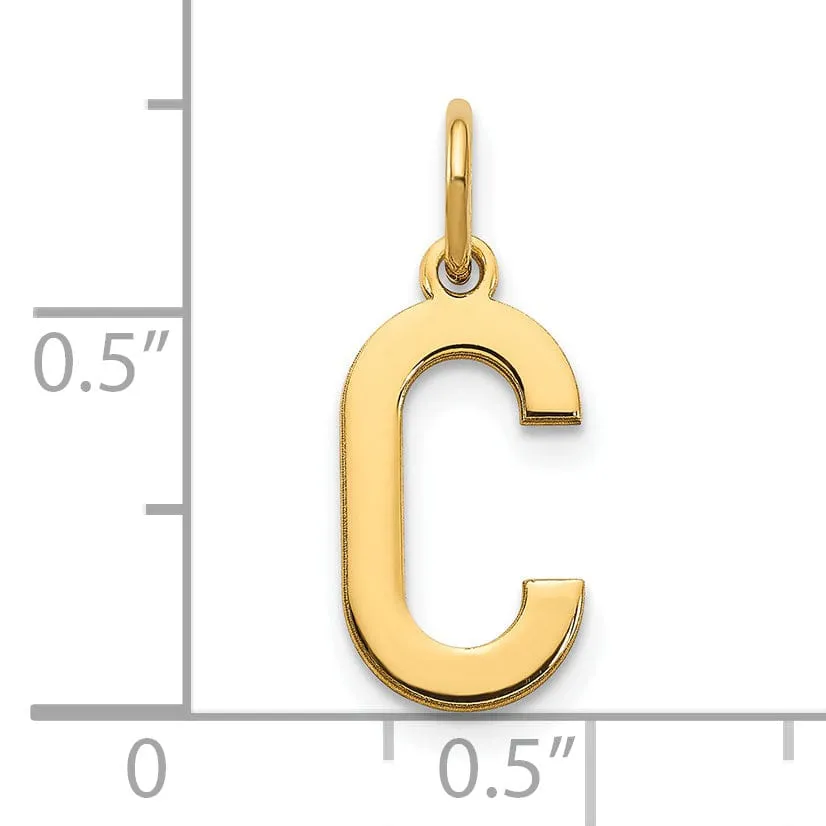 14k Yellow Gold Women's Letter C Initial Charm Pendant