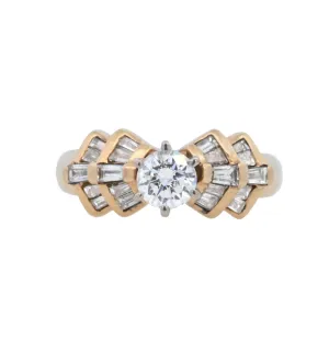 14K Yellow Round Diamond 1.00Ct Contemporary Engagement Ring