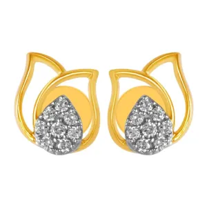 14KT (585) Yellow Gold & Diamond Interlapping Stud Earrings