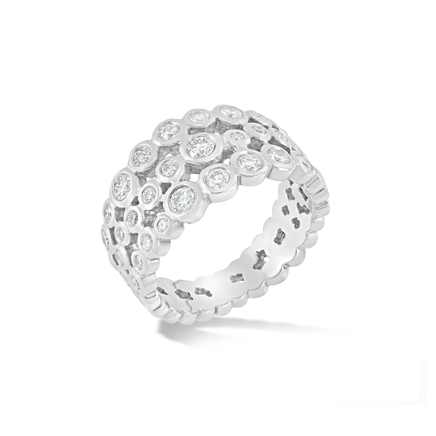 18k Gold & Diamond Triple Row Dotty Ring - 1.00CT