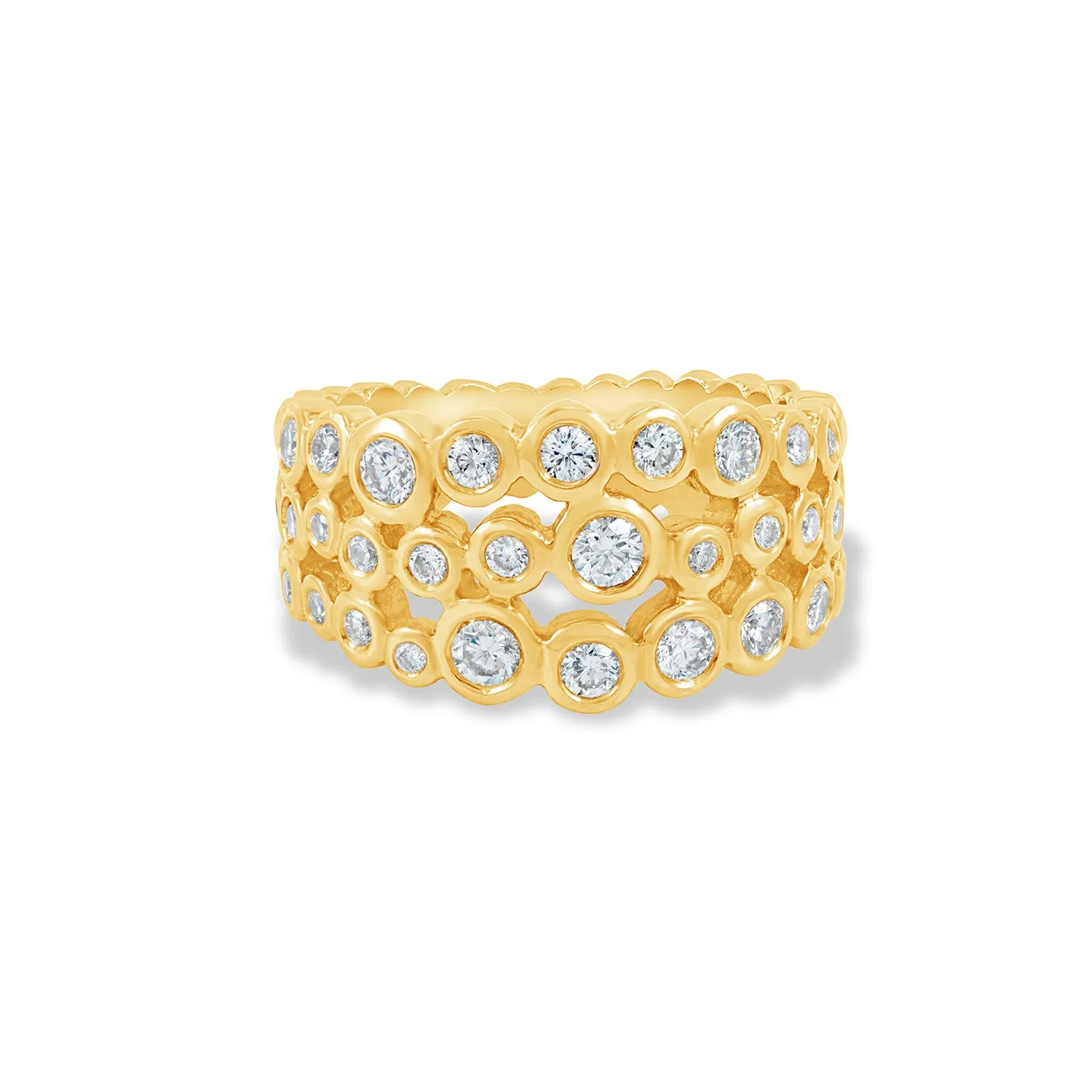 18k Gold & Diamond Triple Row Dotty Ring - 1.00CT