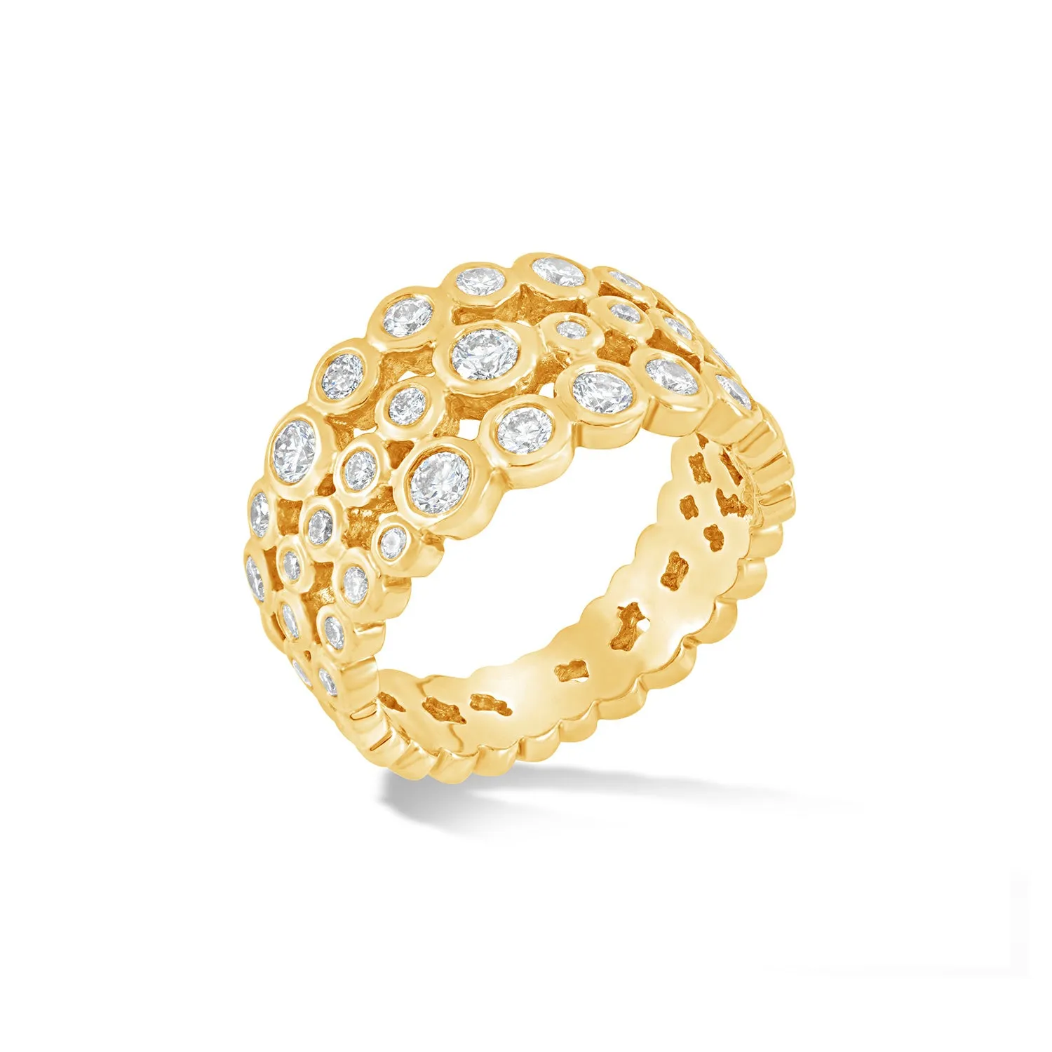 18k Gold & Diamond Triple Row Dotty Ring - 1.00CT