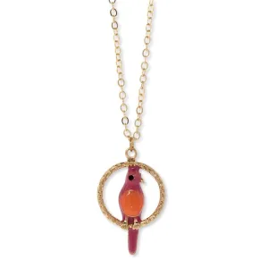 1928 Jewelry&reg; Gold Tone  Orange & Pink Enamel Parrot Hoop Necklace 16"Adj.