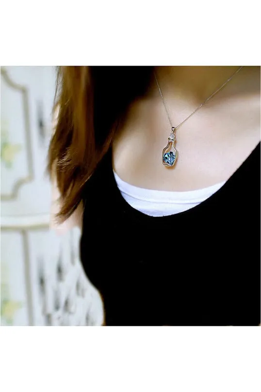 3-colors Heart Crystal Pendant Necklace