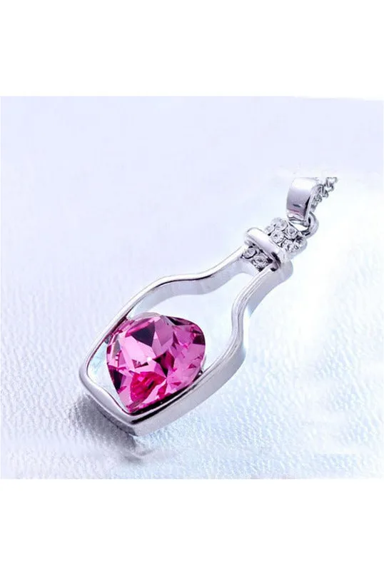 3-colors Heart Crystal Pendant Necklace