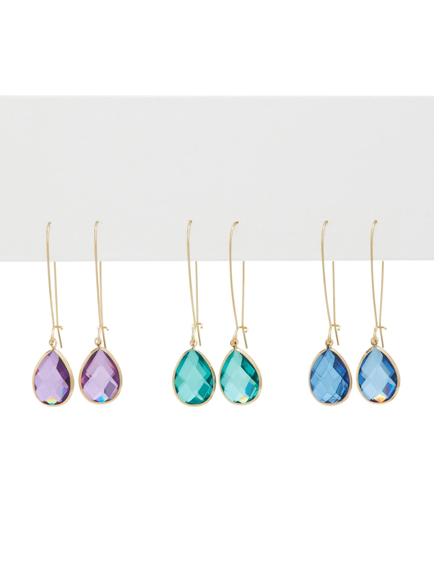 3-Piece Jewel-Tone Drop Earrings Set