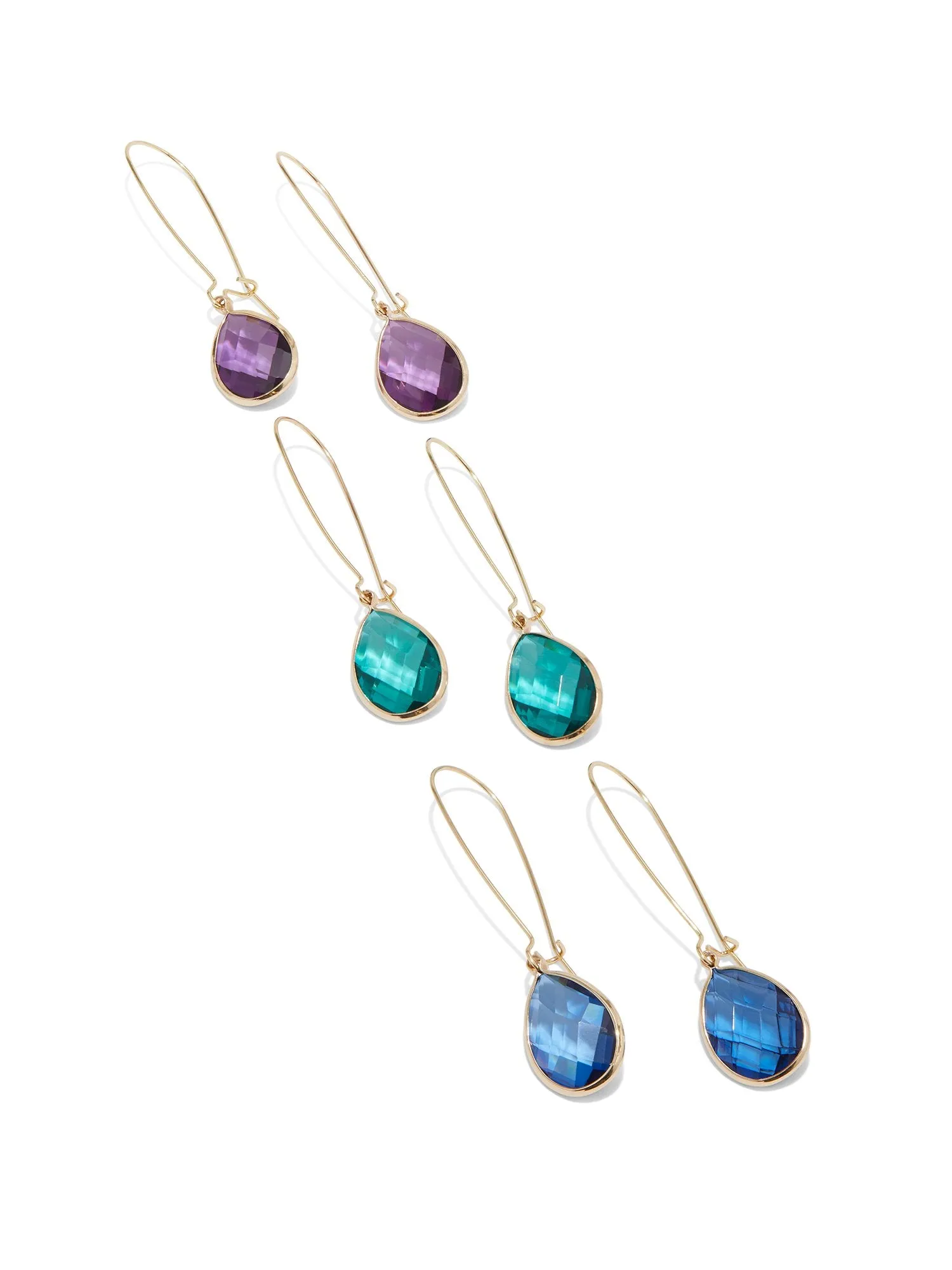 3-Piece Jewel-Tone Drop Earrings Set