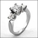 3 Stone 1.35 3 Princess in Prongs Cubic Zirconia Cz Ring