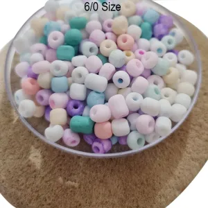 50 Grams pkg. Pastel color Mix Glass Seed Beads Size about 4mm (6/0 Size)