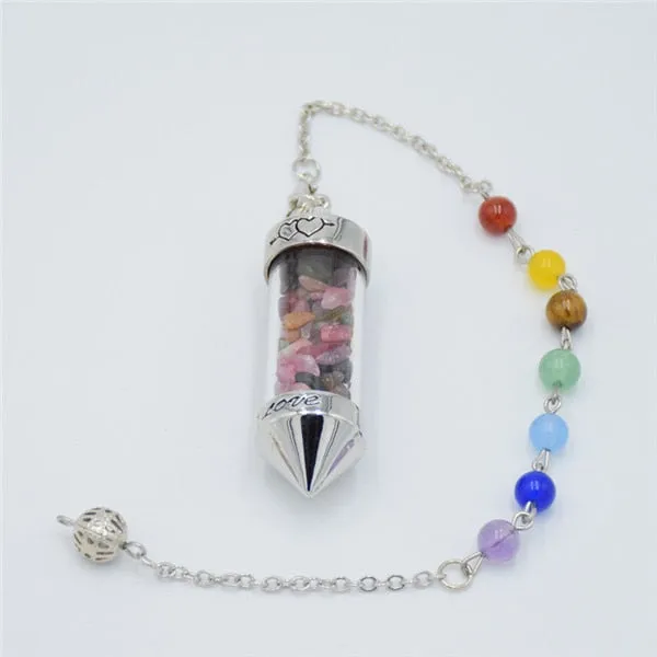 7 Chakra Stone Chain Wishing Bottle Spirit Pendulum