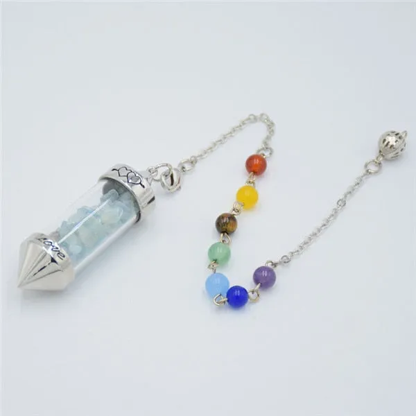 7 Chakra Stone Chain Wishing Bottle Spirit Pendulum