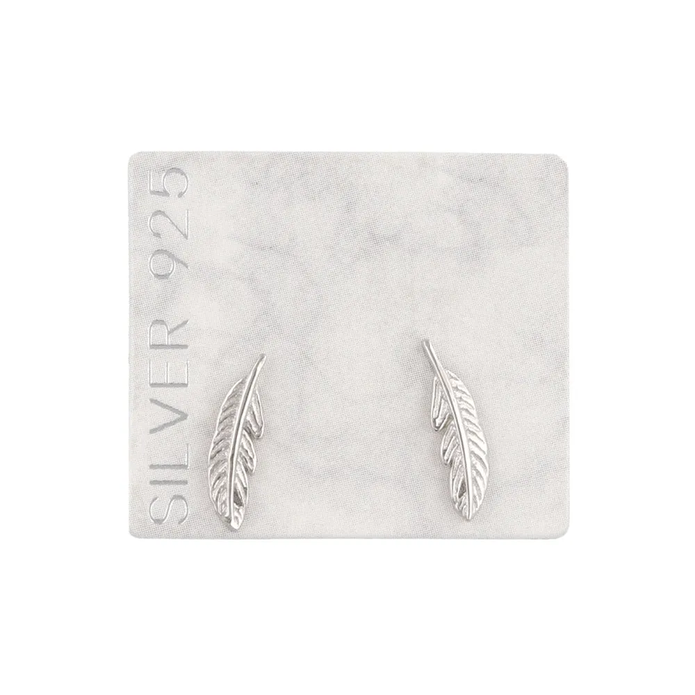 925 Silver Feather Stud Earrings