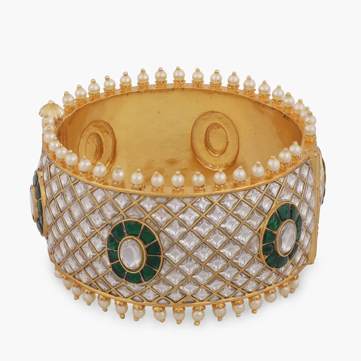 Aalia Uncut Polki Statement Silver Bangle