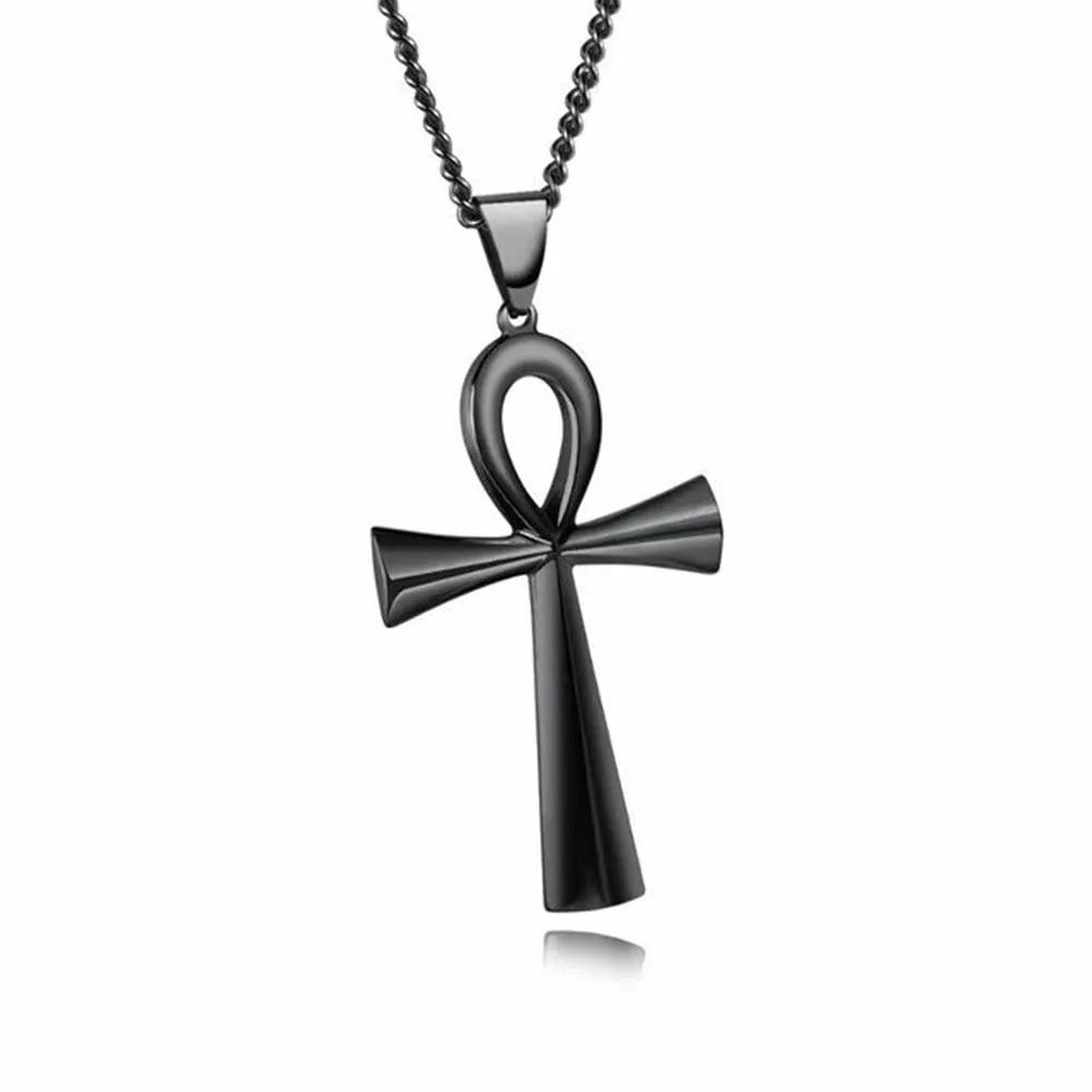 Amulet Pendant Egyptian Ankh Crucifix Necklaces Pendants Stainless Steel Symbol of Life Cross Necklaces Jewelry Gifts Chains