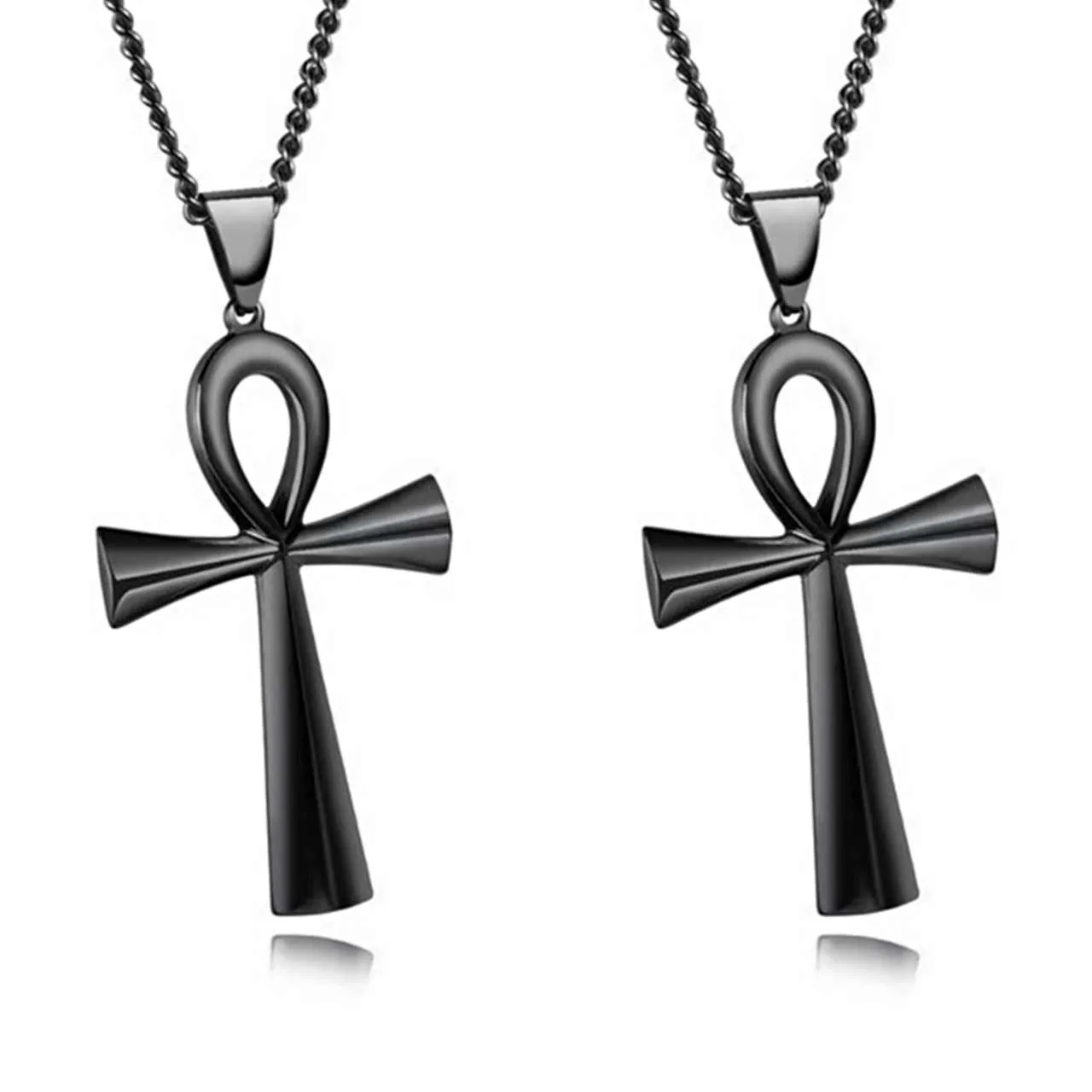 Amulet Pendant Egyptian Ankh Crucifix Necklaces Pendants Stainless Steel Symbol of Life Cross Necklaces Jewelry Gifts Chains