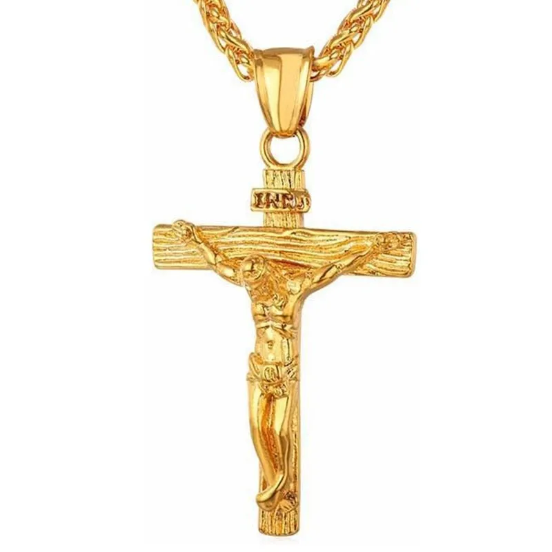 Amulet Pendant Egyptian Ankh Crucifix Necklaces Pendants Stainless Steel Symbol of Life Cross Necklaces Jewelry Gifts Chains