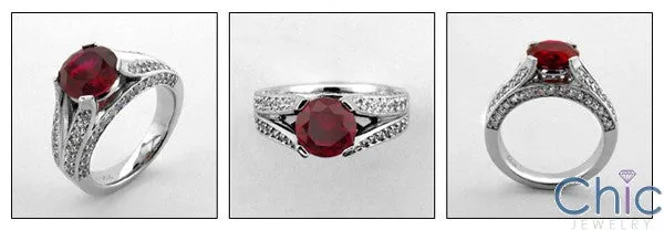 Anniversary Ruby Round 2 Ct Ct Split Shank Cubic Zirconia Cz Ring