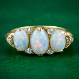 Antique Edwardian Opal Diamond Ring 2.9ct Of Opal Dated 1904