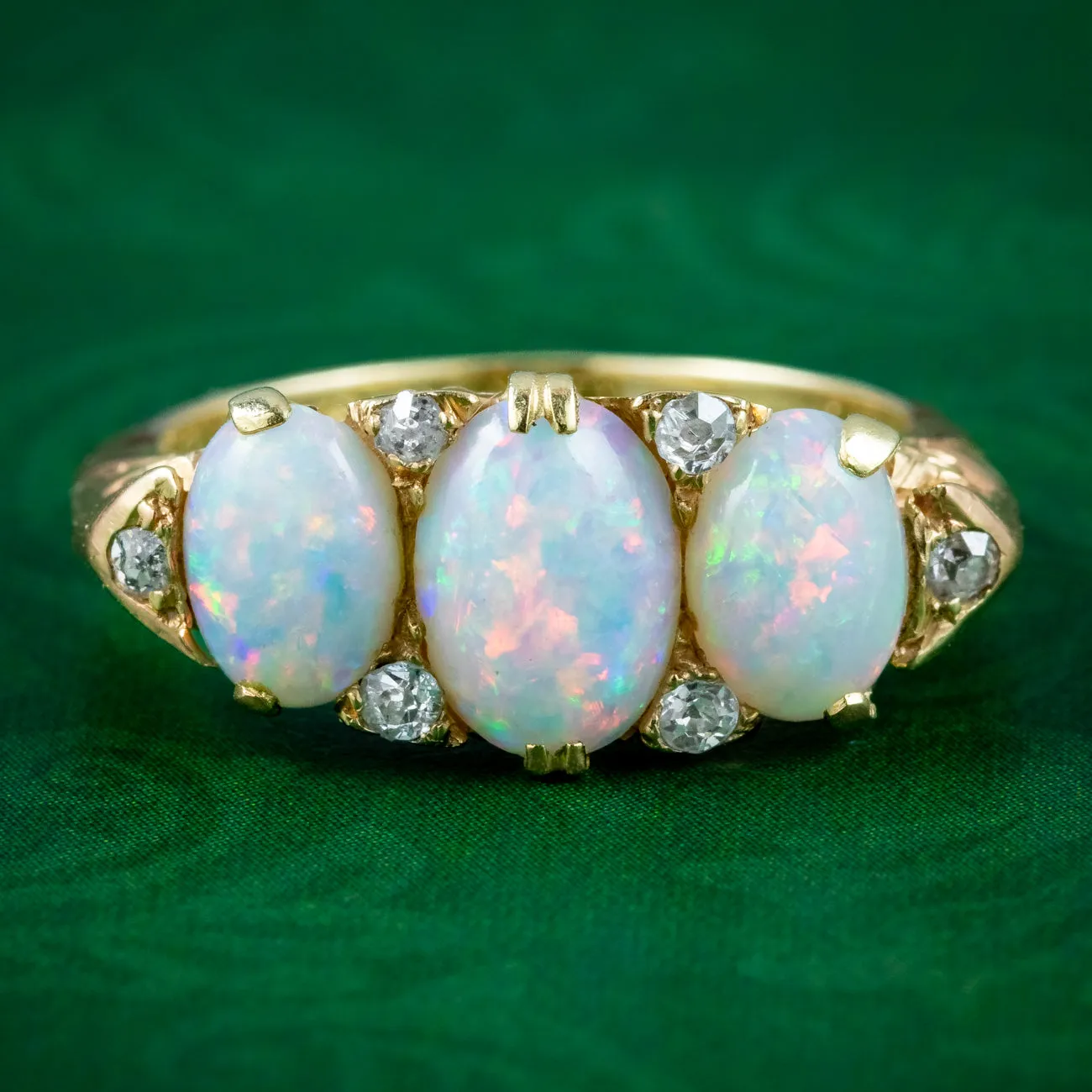 Antique Edwardian Opal Diamond Ring 2.9ct Of Opal Dated 1904