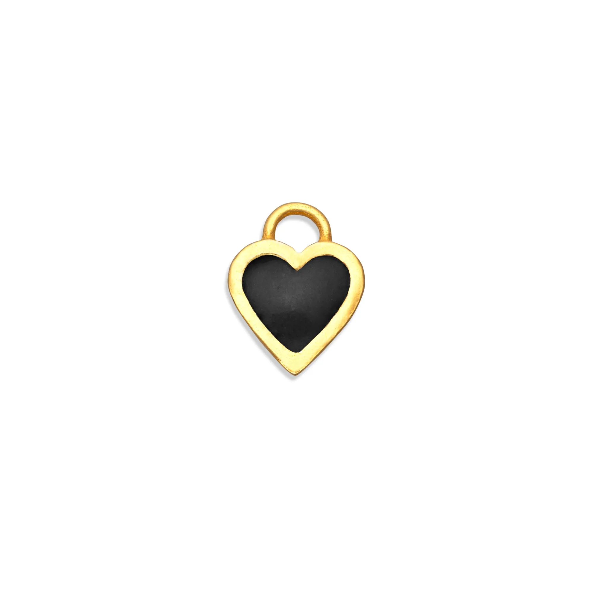 Black Enamel Classic Heart Charm