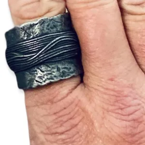 Black Norse Wide Band Statement Ring