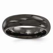 Black Titanium Polished 6mm Wedding Band Ring