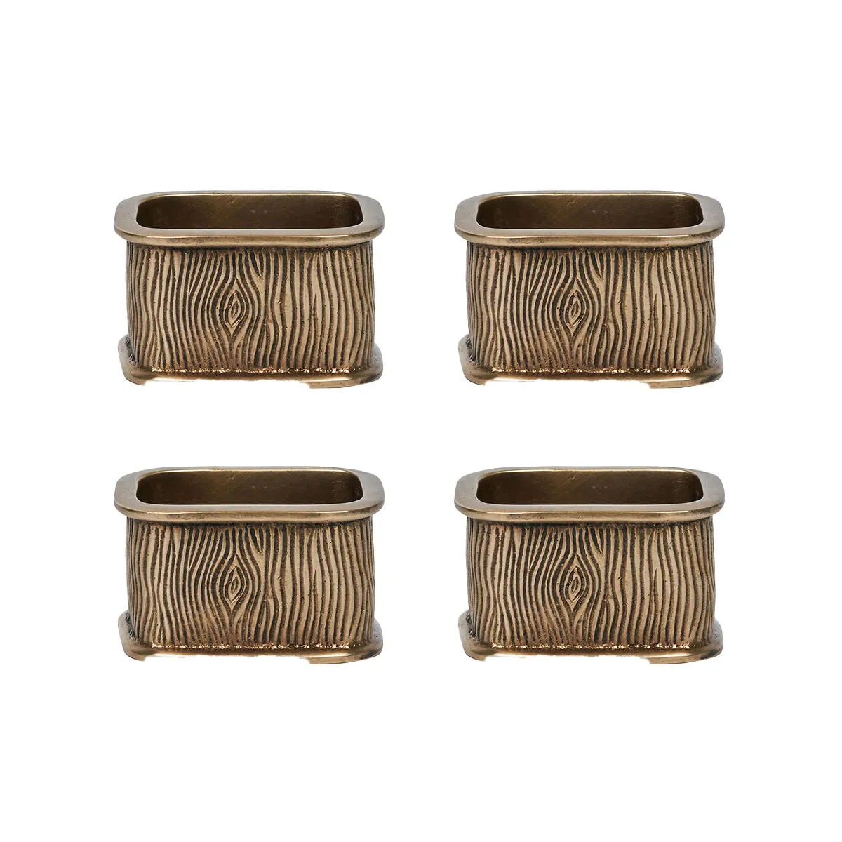 Blenheim Oak Napkin Ring Set/4 - Brass