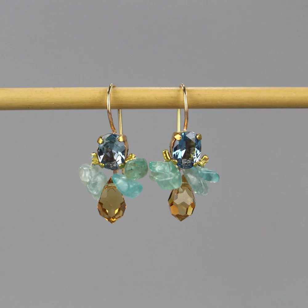 Blue Cubic Zirconia Bee Earrings