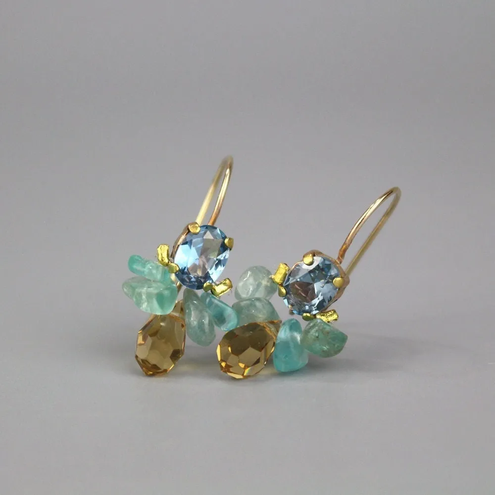 Blue Cubic Zirconia Bee Earrings