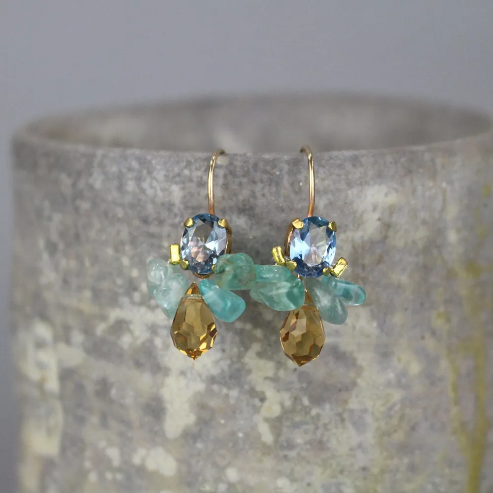 Blue Cubic Zirconia Bee Earrings