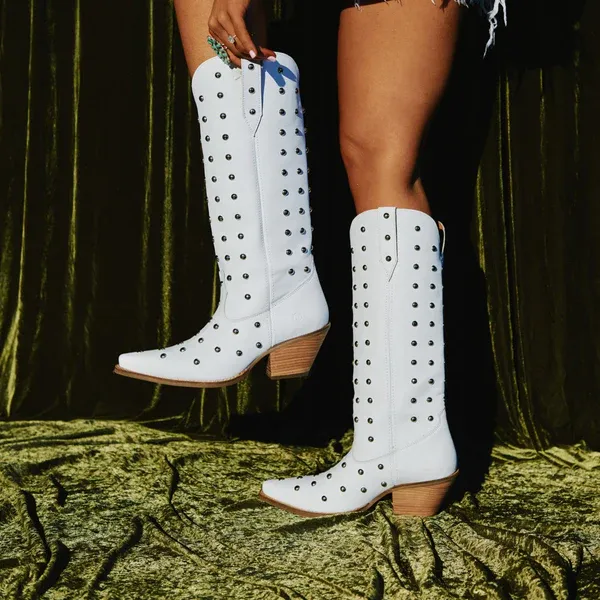 Broadway Bunny White Leather Boot by Dingo