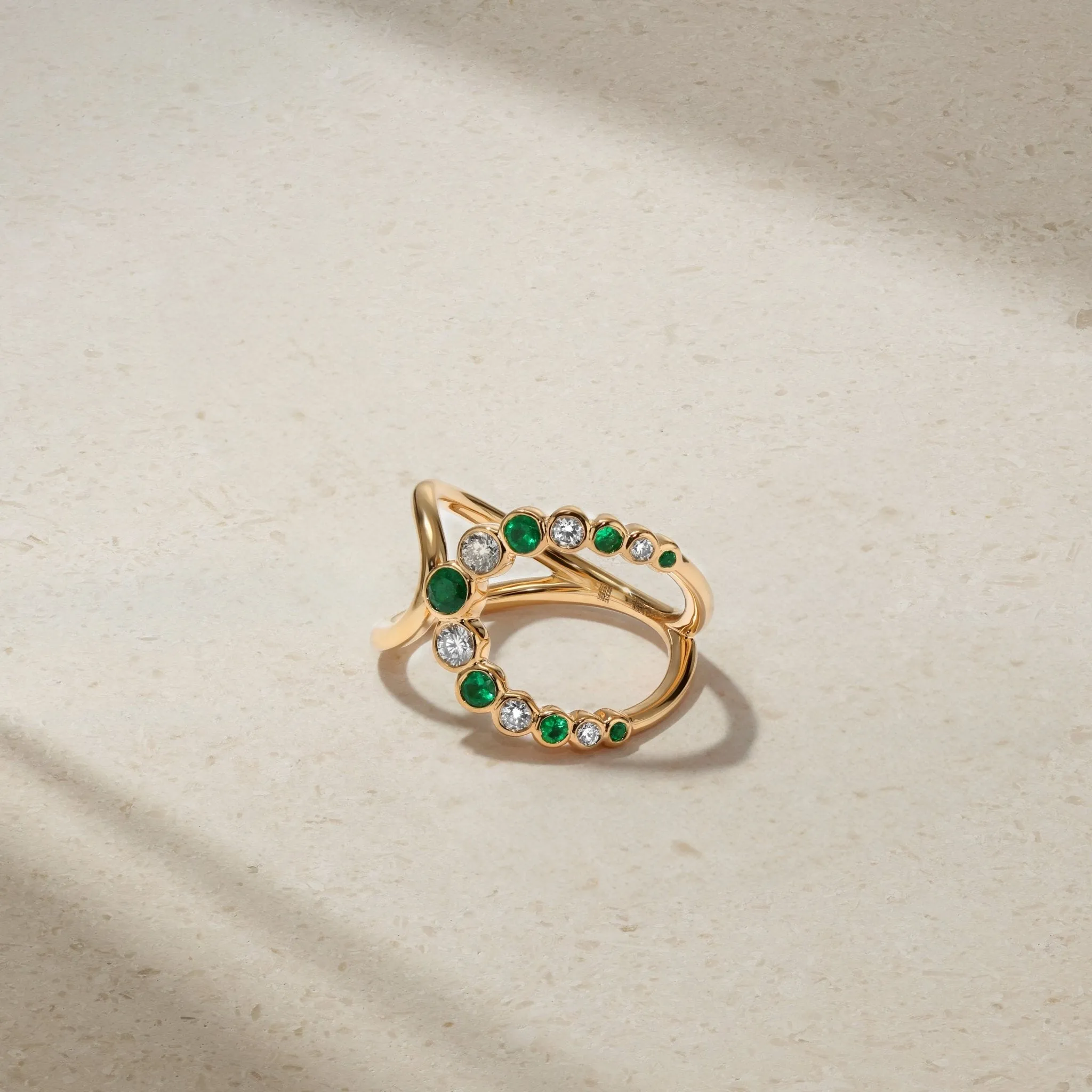 Bubbly Elegance Emerald and Diamond Ring