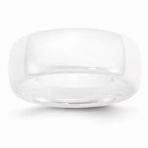 Ceramic White 8mm Polished Wedding Band Ring