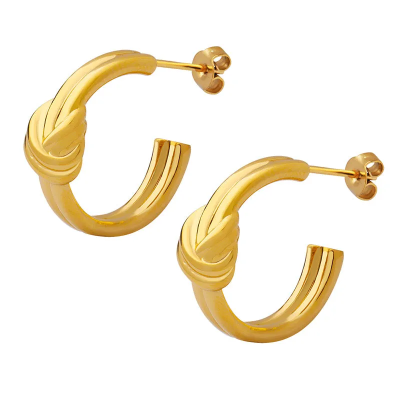 Chic C-Shaped Knot Earrings - Trendy European and American Style