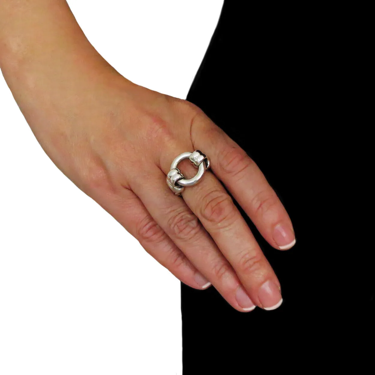 Chunky Herringbone Chain Sterling Silver Ring