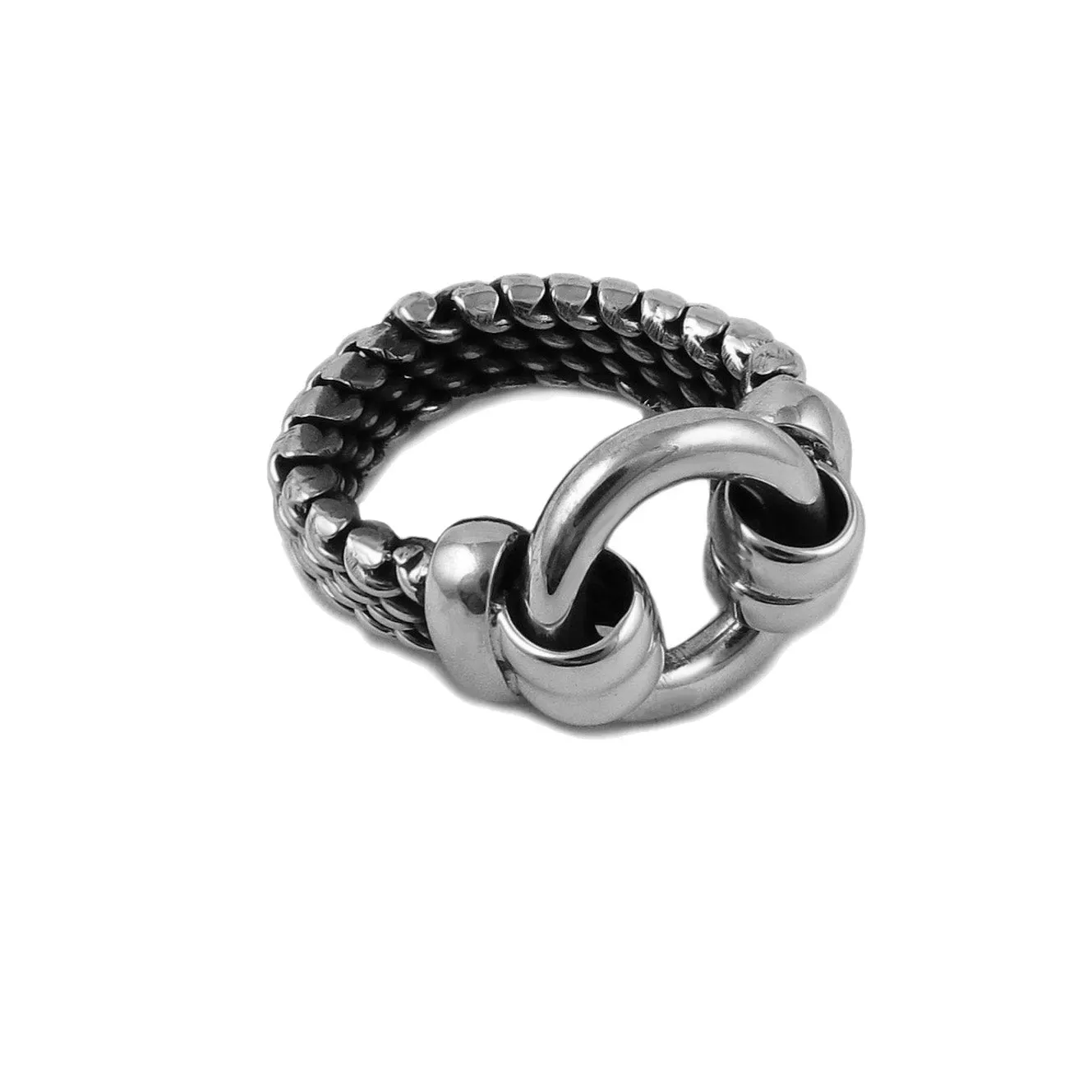 Chunky Herringbone Chain Sterling Silver Ring