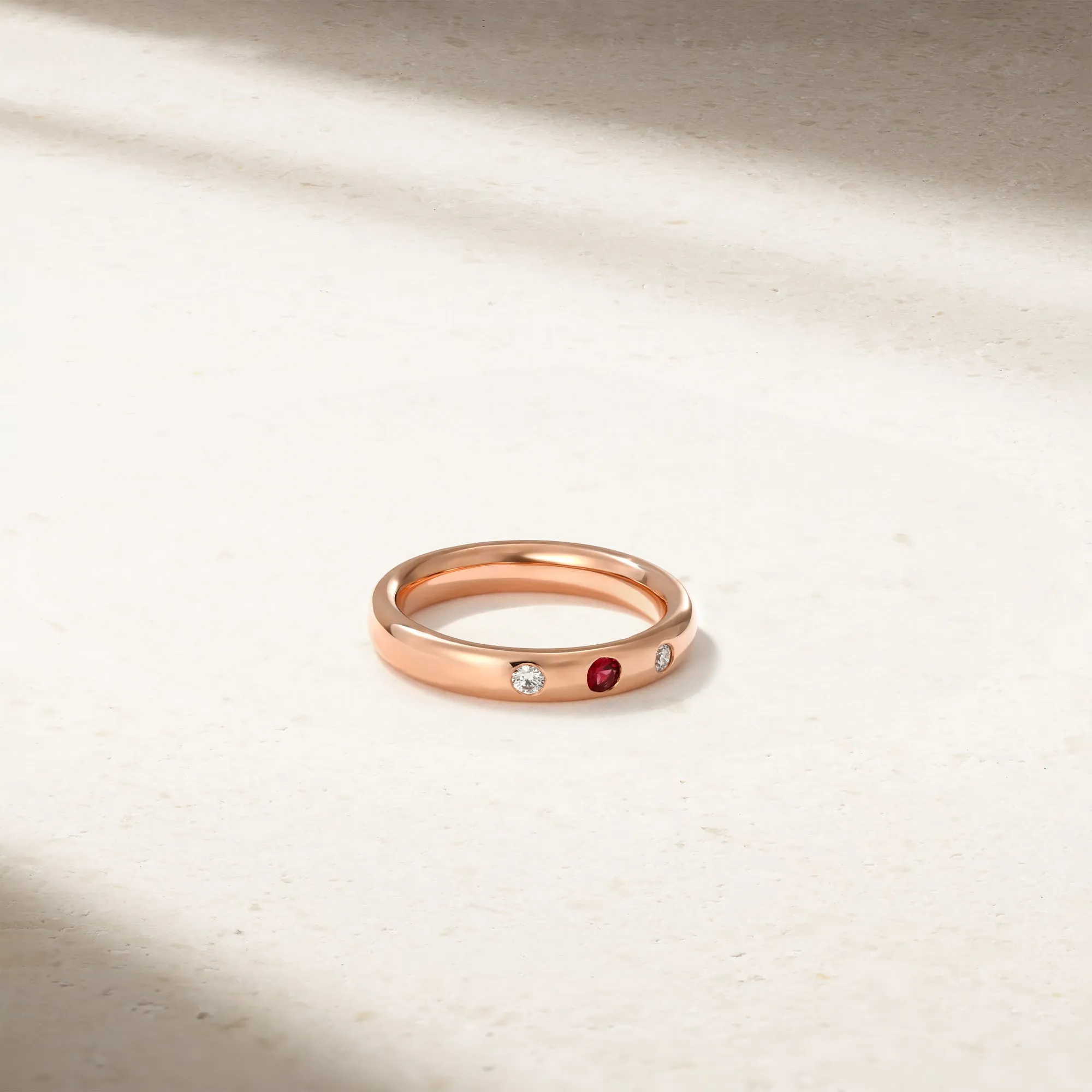 Classic Burnish Ruby and Diamond Band