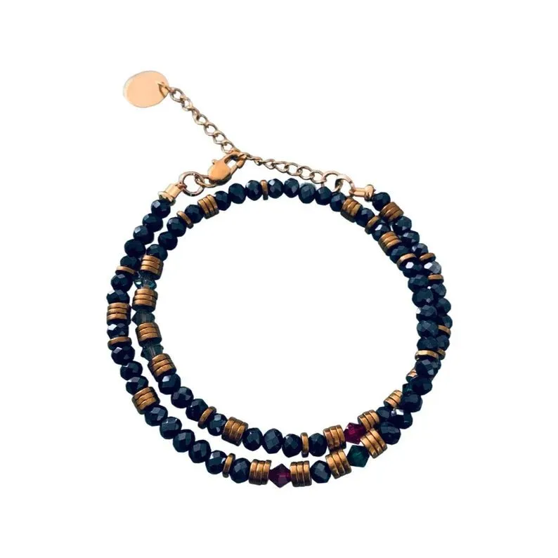 Clover Cuff Bracelet With Midnight Blue Pearls and Swarovski Stones Convertible Into a Necklace | Woman multi Rang Pearl Bracelet | Golden Bracelet