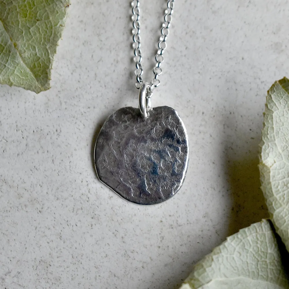 'Concrete' Small Patterned Pendant Necklace