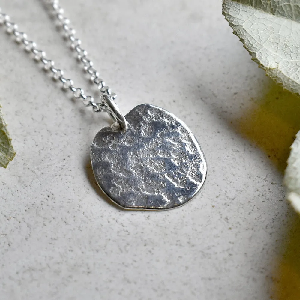 'Concrete' Small Patterned Pendant Necklace