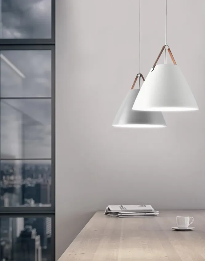 Cone Pendant Light with Faux Leather Strap - Final Sale