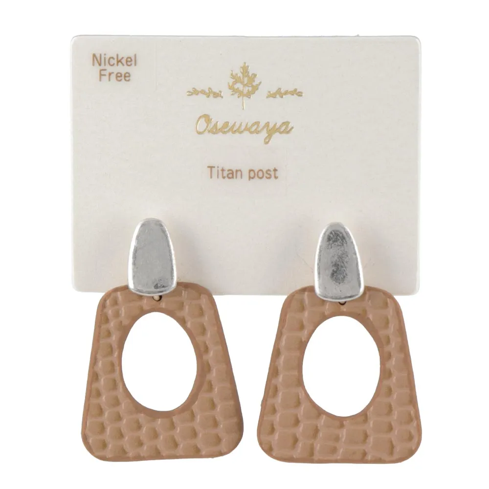 Crocodile Detail Square Earrings