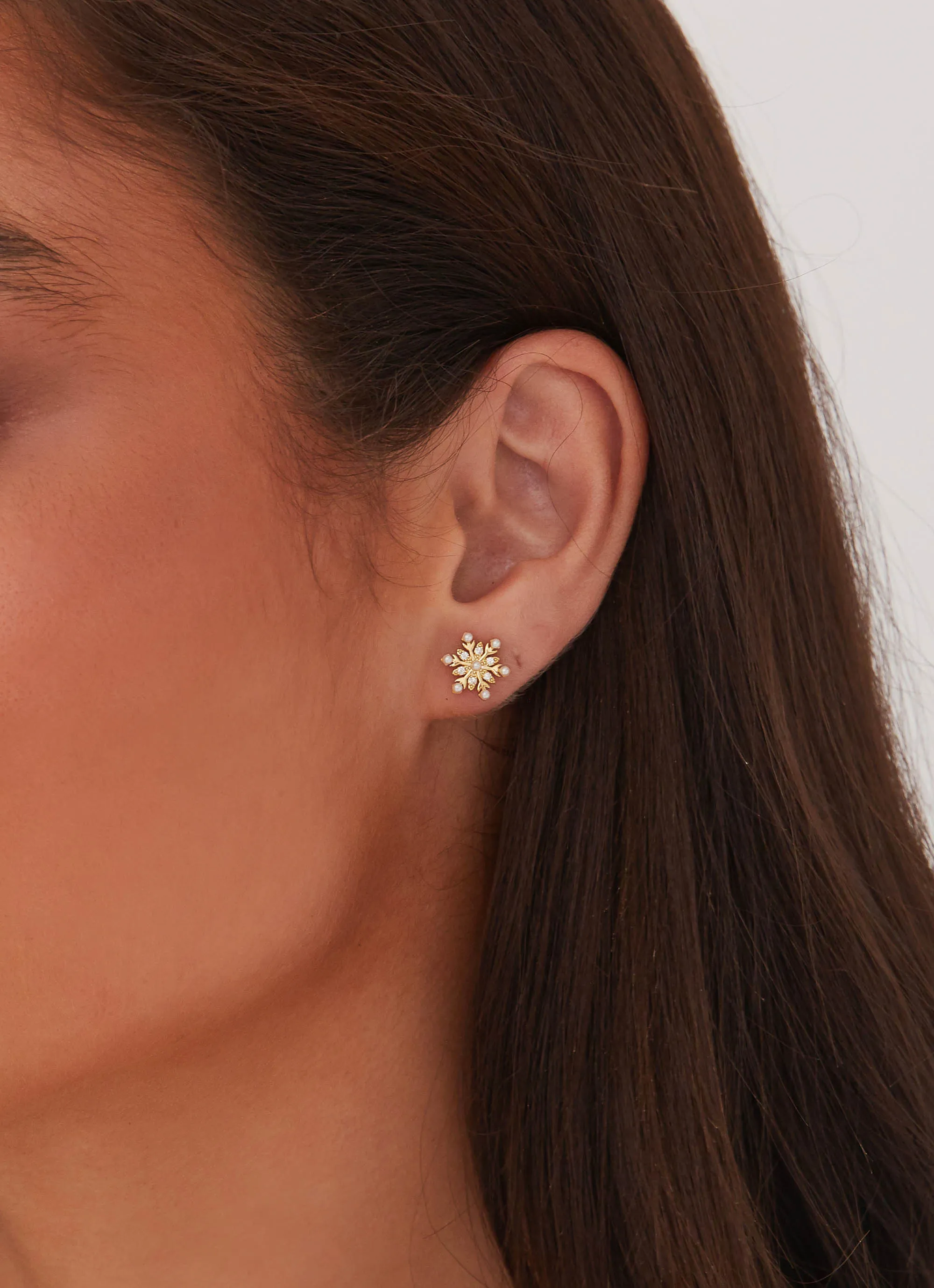 Crystal Snowflake Earring - Gold