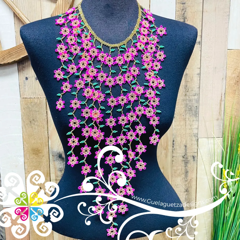 Daisy Waterfall Beaded Necklace