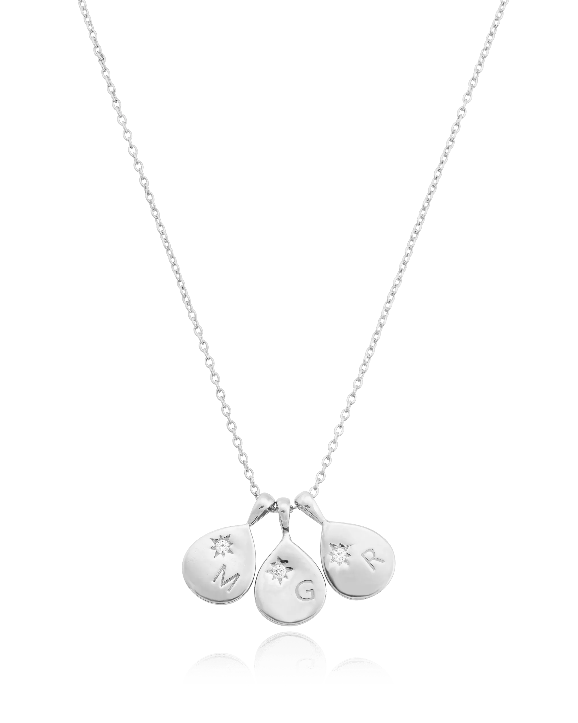 Diamond Drop Initial Necklace - 925 Sterling Silver